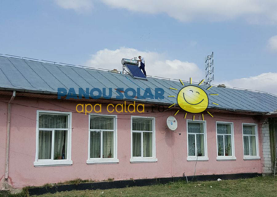 Montaj panou solar nepresurizat 150 litri, la scoala primara din comuna pietrosani, jud Teleorman