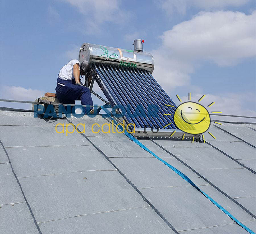 Montaj panou solar nepresurizat 150 litri, la scoala primara din comuna pietrosani, jud Teleorman